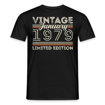 January 1979 Born in 1979 - Birthday January 1979 - Men's T-Shirt - black - Front - AI Model Male 178 light (178cm)