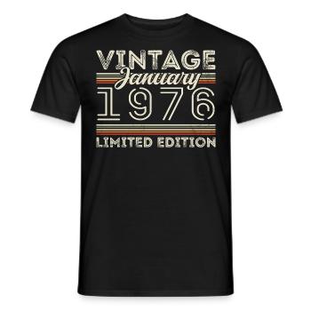 Januar 1976 Jahrgang 1976 - Geburtstag Januar 1976 - Männer T-Shirt - Schwarz - Vorne - AI Model Male 178 light (178cm)