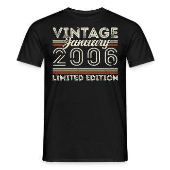 Januar 2006 Jahrgang 2006 - Geburtstag Januar 2006 - Männer T-Shirt - Schwarz - Vorne - AI Model Male 178 light (178cm)