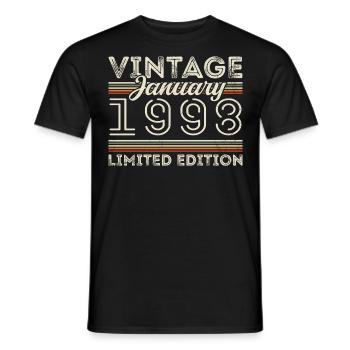 Janvier 1998 Né en 1998 - Date de naissance Janvier 1998 - T-shirt homme - noir - Devant - AI Model Male 178 light (178cm)
