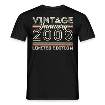 Januar 2008 Jahrgang 2008 - Geburtstag Januar 2008 - Männer T-Shirt - Schwarz - Vorne - AI Model Male 178 light (178cm)