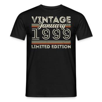 Janvier 1999 Né en 1999 - Date de naissance Janvier 1999 - T-shirt homme - noir - Devant - AI Model Male 178 light (178cm)