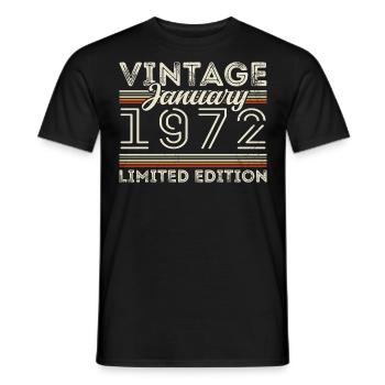 Januar 1972 Jahrgang 1972 - Geburtstag Januar 1972 - Männer T-Shirt - Schwarz - Vorne - AI Model Male 178 light (178cm)