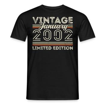 Janvier 2002 Millésime 2002 - Anniversaire Janvier 2002 - T-shirt homme - noir - Devant - AI Model Male 178 light (178cm)
