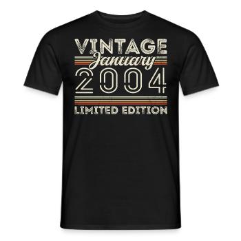 Januar 2004 Jahrgang 2004 - Geburtstag Januar 2004 - Männer T-Shirt - Schwarz - Vorne - AI Model Male 178 light (178cm)