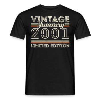 Januar 2001 Jahrgang 2001 - Geburtstag Januar 2001 - Männer T-Shirt - Schwarz - Vorne - AI Model Male 178 light (178cm)