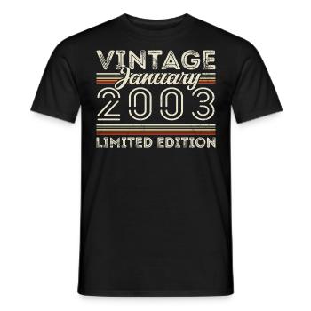 Januar 2003 Jahrgang 2003 - Geburtstag Januar 2003 - Männer T-Shirt - Schwarz - Vorne - AI Model Male 178 light (178cm)