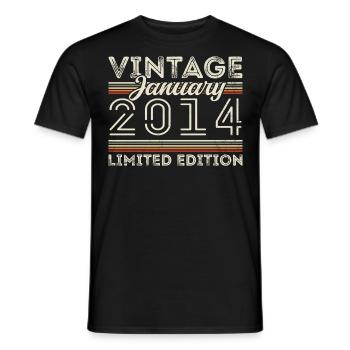 Januar 2014 Jahrgang 2014 - Geburtstag Januar 2014 - Männer T-Shirt - Schwarz - Vorne - AI Model Male 178 light (178cm)