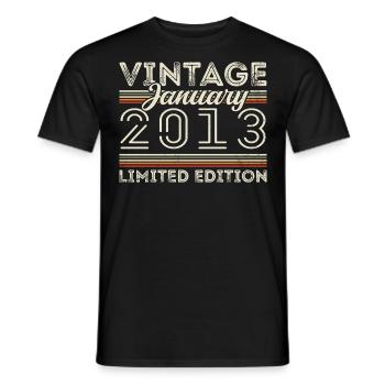 Januar 2013 Jahrgang 2013 - Geburtstag Januar 2013 - Männer T-Shirt - Schwarz - Vorne - AI Model Male 178 light (178cm)