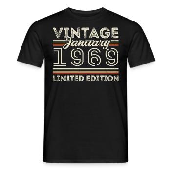 Januar 1969 Jahrgang 1969 - Geburtstag Januar 1969 - Männer T-Shirt - Schwarz - Vorne - AI Model Male 178 light (178cm)