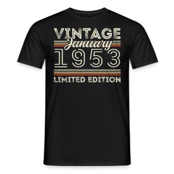 Januar 1953 Jahrgang 1953 - Geburtstag Januar 1953 - Männer T-Shirt - Schwarz - Vorne - AI Model Male 178 light (178cm)