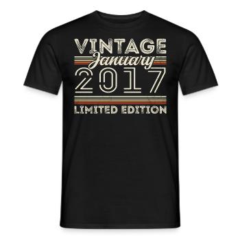 January 2017 Vintage 2017 - Birthday January 2017 - Men's T-Shirt - black - Front - AI Model Male 178 light (178cm)