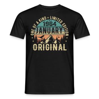 Geburtstagsgeschenk Januar 1964 - January 1964 - Männer T-Shirt - Schwarz - Vorne - AI Model Male 178 light (178cm)