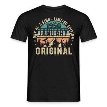 Geburtstagsgeschenk Januar 1950 - January 1950 - Männer T-Shirt - Schwarz - Vorne - AI Model Male 178 light (178cm)