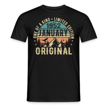 Birthday Gift January 1952 - January 1952 - Men's T-Shirt - black - Front - AI Model Male 178 light (178cm)