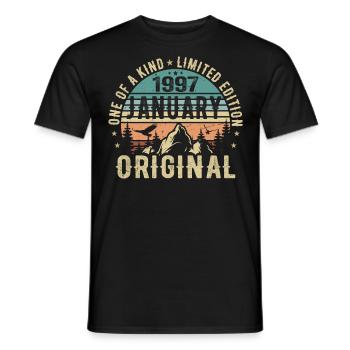 Birthday Present January 1997 - January 1997 - Men's T-Shirt - black - Front - AI Model Male 178 light (178cm)
