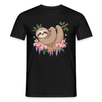 Lustiges Faultier Relax für Kinder - Männer T-Shirt - Schwarz - Vorne - AI Model Male 178 light (178cm)