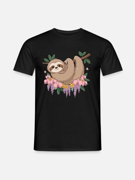 Lustiges Faultier Relax für Kinder - Männer T-Shirt - Schwarz