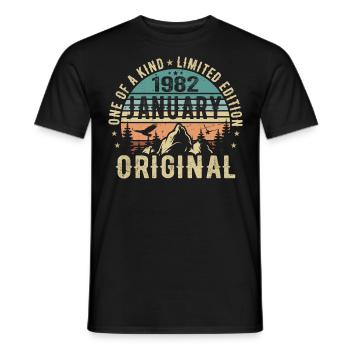 Geburtstagsgeschenk Januar 1982 - January 1982 - Männer T-Shirt - Schwarz - Vorne - AI Model Male 178 light (178cm)
