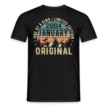 Cadeau d’anniversaire Janvier 2004 - Janvier 2004 - T-shirt homme - noir - Devant - AI Model Male 178 light (178cm)