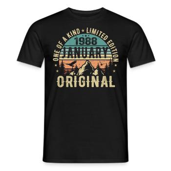 Birthday Gift January 1988 - January 1988 - Men's T-Shirt - black - Front - AI Model Male 178 light (178cm)