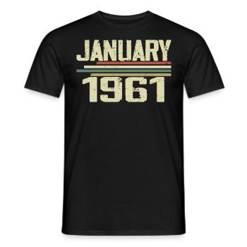 Januar 1961 - Geburtstagsgeschenk Januar 1961 - Männer T-Shirt - Schwarz - Vorne - AI Model Male 178 light (178cm)
