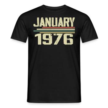 Janvier 1976 - Cadeau d’anniversaire Janvier 1976 - T-shirt homme - noir - Devant - AI Model Male 178 light (178cm)