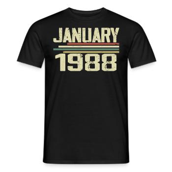 January 1988 - Birthday Gift January 1988 - Men's T-Shirt - black - Front - AI Model Male 178 light (178cm)