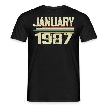 Janvier 1987 - Cadeau d’anniversaire Janvier 1987 - T-shirt homme - noir - Devant - AI Model Male 178 light (178cm)