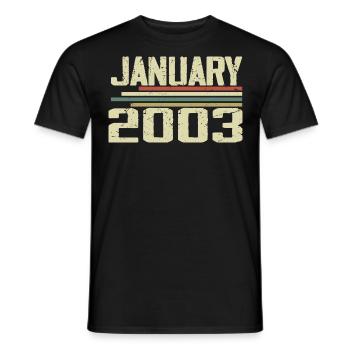 January 2003 - Birthday Gift January 2003 - Men's T-Shirt - black - Front - AI Model Male 178 light (178cm)