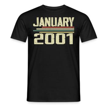 January 2001 - Birthday Gift January 2001 - Men's T-Shirt - black - Front - AI Model Male 178 light (178cm)