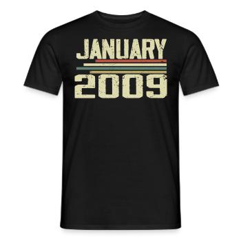 January 2009 - Birthday Gift January 2009 - Men's T-Shirt - black - Front - AI Model Male 178 light (178cm)