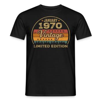 Les légendes sont nées en janvier 1970,Janvier 1970 - T-shirt homme - noir - Devant - AI Model Male 178 light (178cm)