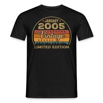 Legends were born in January 2005,January 2005 - Men's T-Shirt - black - Front - AI Model Male 178 light (178cm)