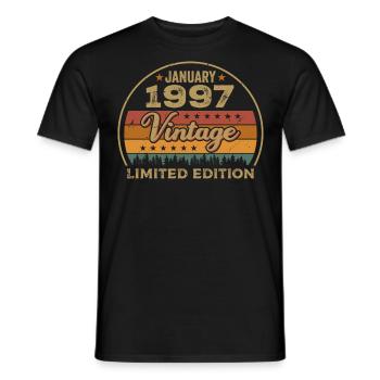 Les légendes sont nées en janvier 1997,Janvier 1997 - T-shirt homme - noir - Devant - AI Model Male 178 light (178cm)