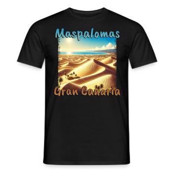 Maspalomas Dunes Beach Sunset Grunge - Men's T-Shirt - black - Front - AI Model Male 178 light (178cm)