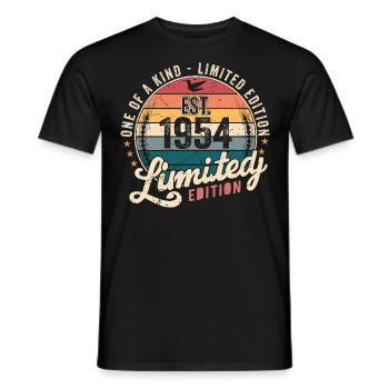 Birthday Gift 1954 Vintage 1954 Retro 1954 - Men's T-Shirt - black - Front - AI Model Male 178 light (178cm)