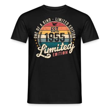 Cadeau d’anniversaire 1955 Vintage 1955 Rétro 1955 - T-shirt homme - noir - Devant - AI Model Male 178 light (178cm)