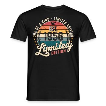 Birthday Gift 1956 Vintage 1956 Retro 1956 - Men's T-Shirt - black - Front - AI Model Male 178 light (178cm)