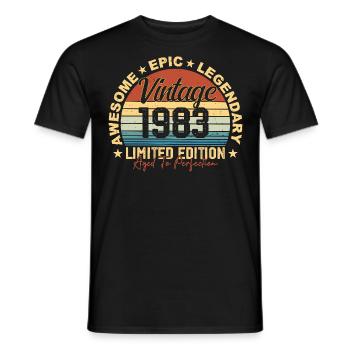 Retro 1983 Vintage Birthday 1983 Gift 1983 - Men's T-Shirt - black - Front - AI Model Male 178 light (178cm)