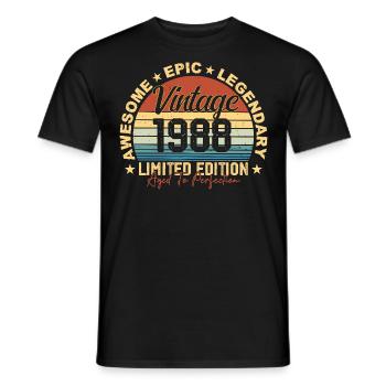 Retro 1988 Vintage Birthday 1988 Gift 1988 - Men's T-Shirt - black - Front - AI Model Male 178 light (178cm)