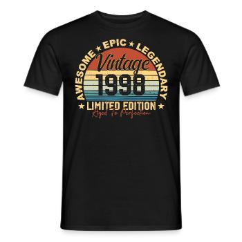 Retro 1998 Vintage Birthday 1998 Gift 1998 - Men's T-Shirt - black - Front - AI Model Male 178 light (178cm)
