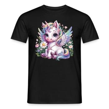 Love Unicorns für einen Frauen, Mädchen und - Männer T-Shirt - Schwarz - Vorne - AI Model Male 178 light (178cm)