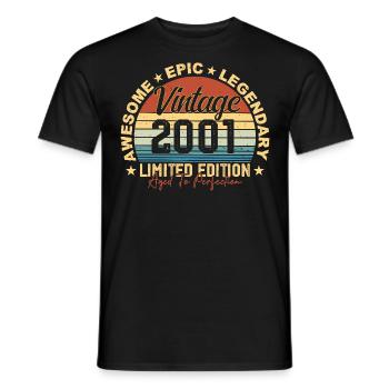 Retro 2001 Vintage Birthday 2001 Gift 2001 - Men's T-Shirt - black - Front - AI Model Male 178 light (178cm)