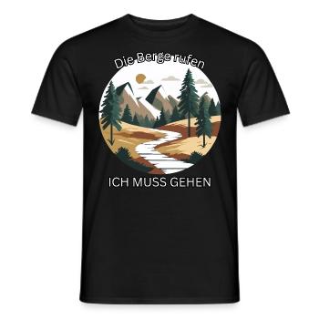 La montagne vous appelle – Randonnée et aventure - T-shirt homme - noir - Devant - AI Model Male 178 light (178cm)