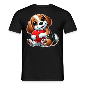 In Love Beagle Coeur Saint-Valentin Chien - T-shirt homme - noir - Devant - AI Model Male 178 light (178cm)