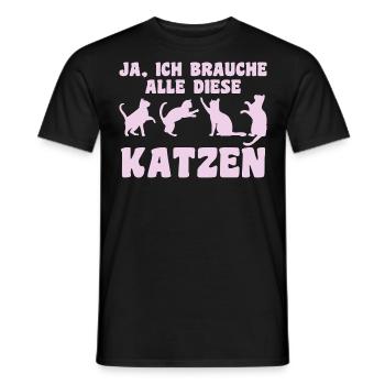 Cat Animal Cats Gift - Men's T-Shirt - black - Front - AI Model Male 178 light (178cm)