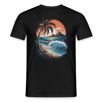 Strand Sunset Beach Sonnenuntergang Meer - Männer T-Shirt - Schwarz - Vorne - AI Model Male 178 light (178cm)