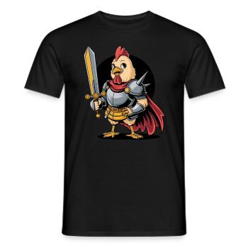 Tapferer Hahn-Ritter in mittelalterlicher Rüstung - Männer T-Shirt - Schwarz - Vorne - AI Model Male 178 light (178cm)