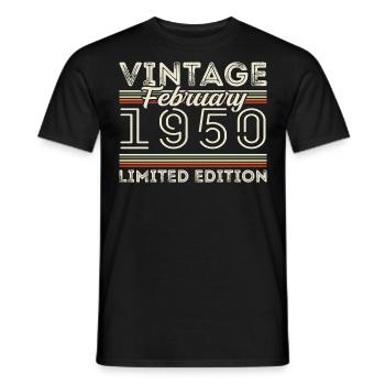 Cadeau d’anniversaire de février 1950 - Février 1950 - T-shirt homme - noir - Devant - AI Model Male 178 light (178cm)